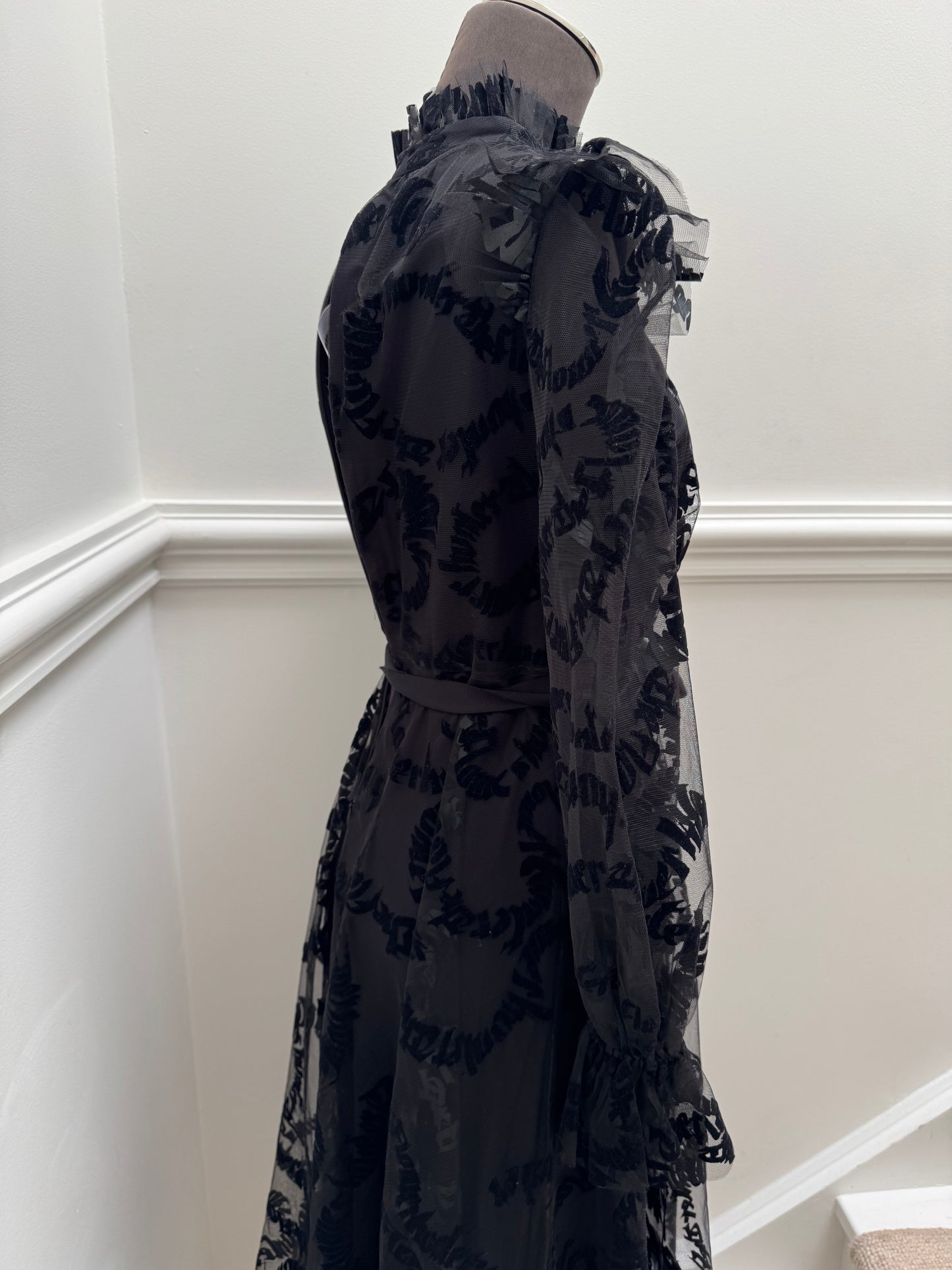 Zimmerman Ruffle-Trimmed Flocked Tulle Midi Dress - Size 0