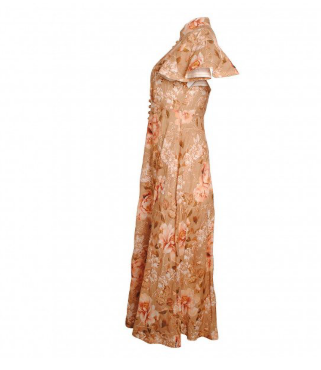 Zimmermann Floral Linen Midi Dress - Size OP (Petite Frame)