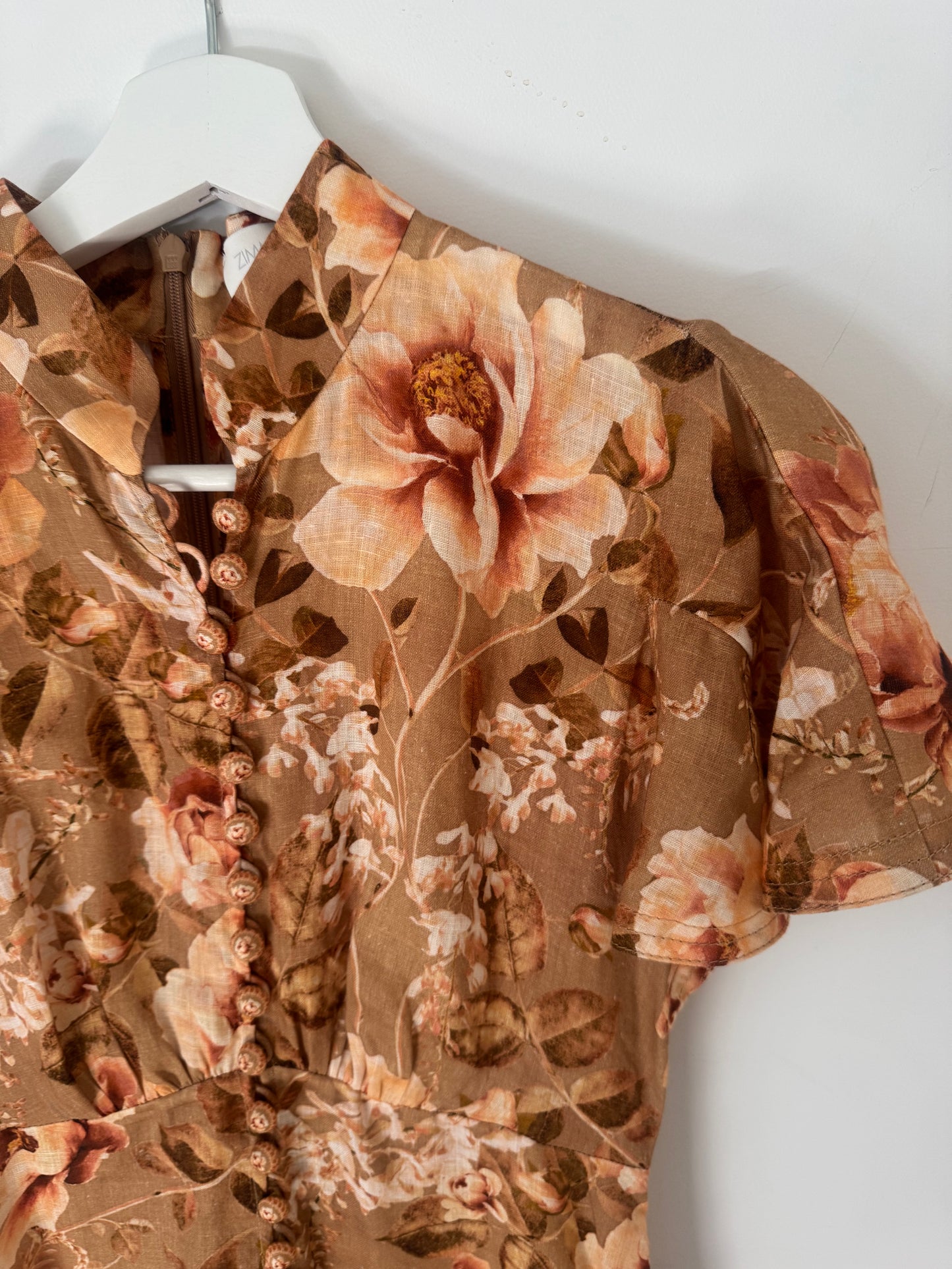 Zimmermann Floral Linen Midi Dress - Size OP (Petite Frame)