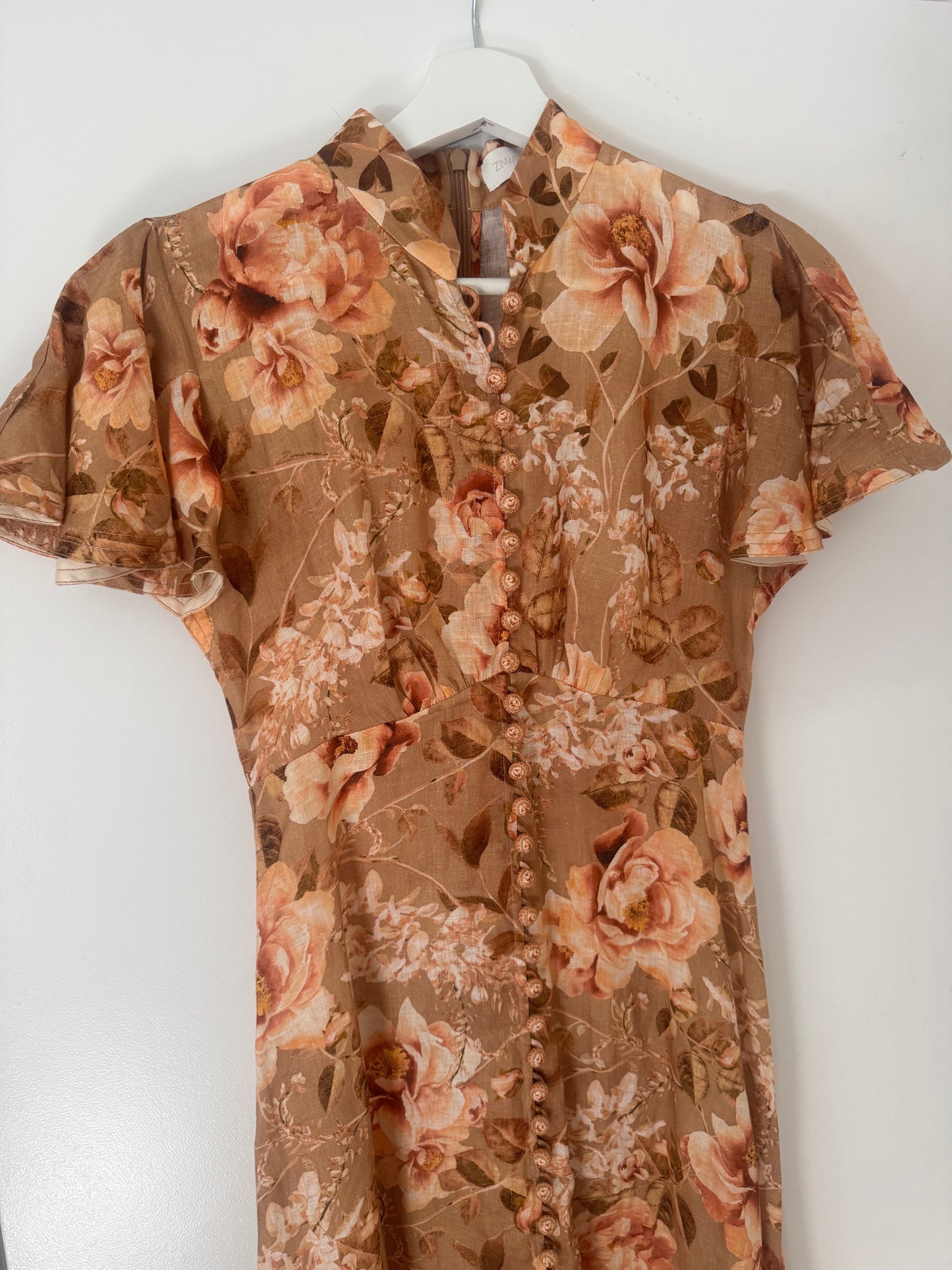Zimmermann Floral Linen Midi Dress - Size OP (Petite Frame)