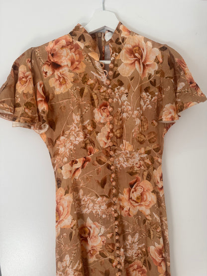 Zimmermann Floral Linen Midi Dress - Size OP (Petite Frame)