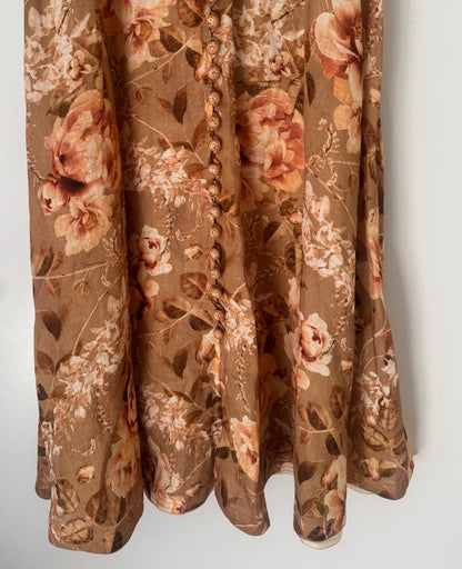 Zimmermann Floral Linen Midi Dress - Size OP (Petite Frame)