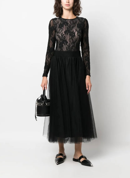 Zimmermann High Waist Black Tulle Skirt - Size 0