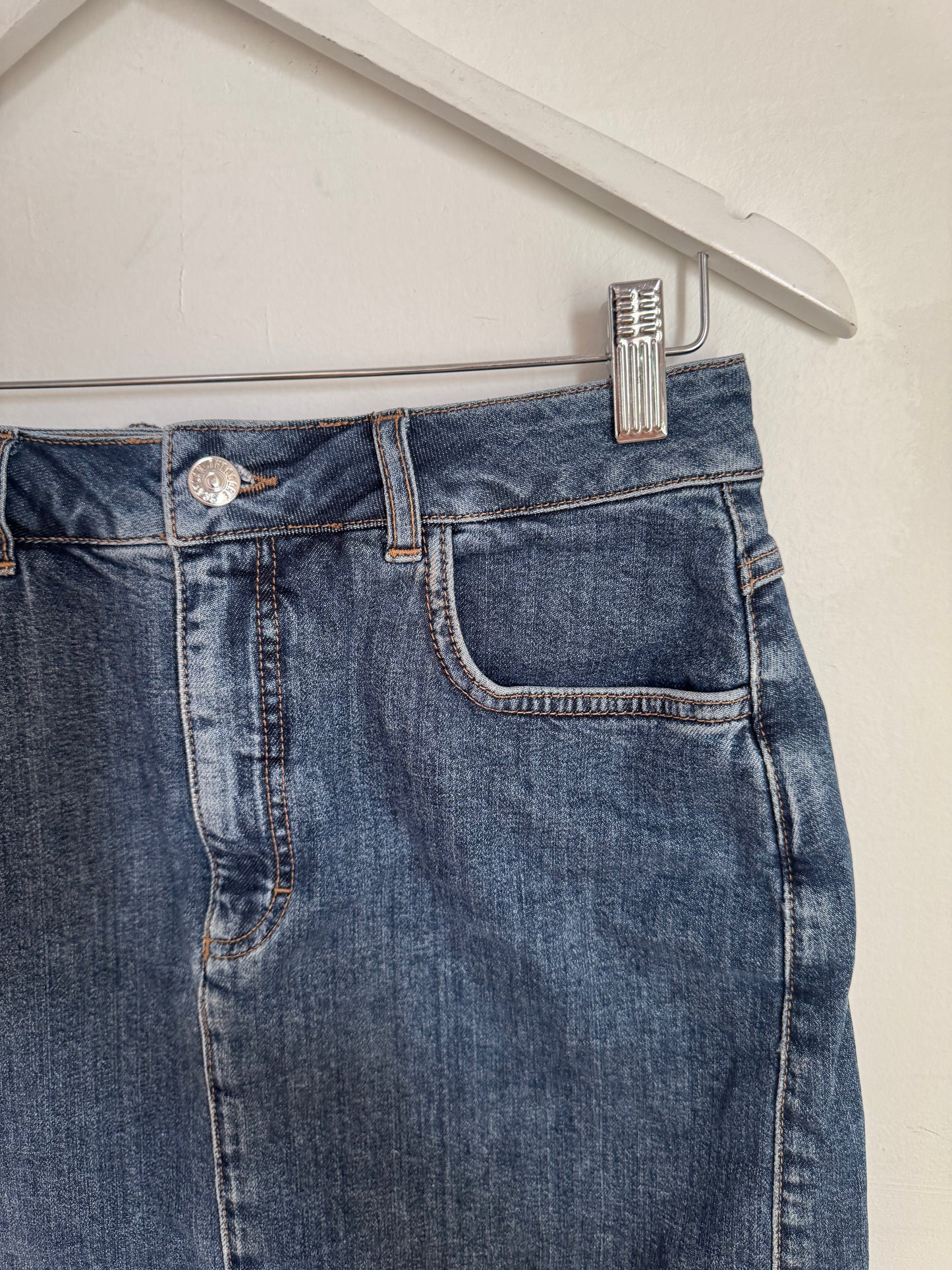 Scanlan Theodore Denim Stretch Pencil Skirt - Size 10