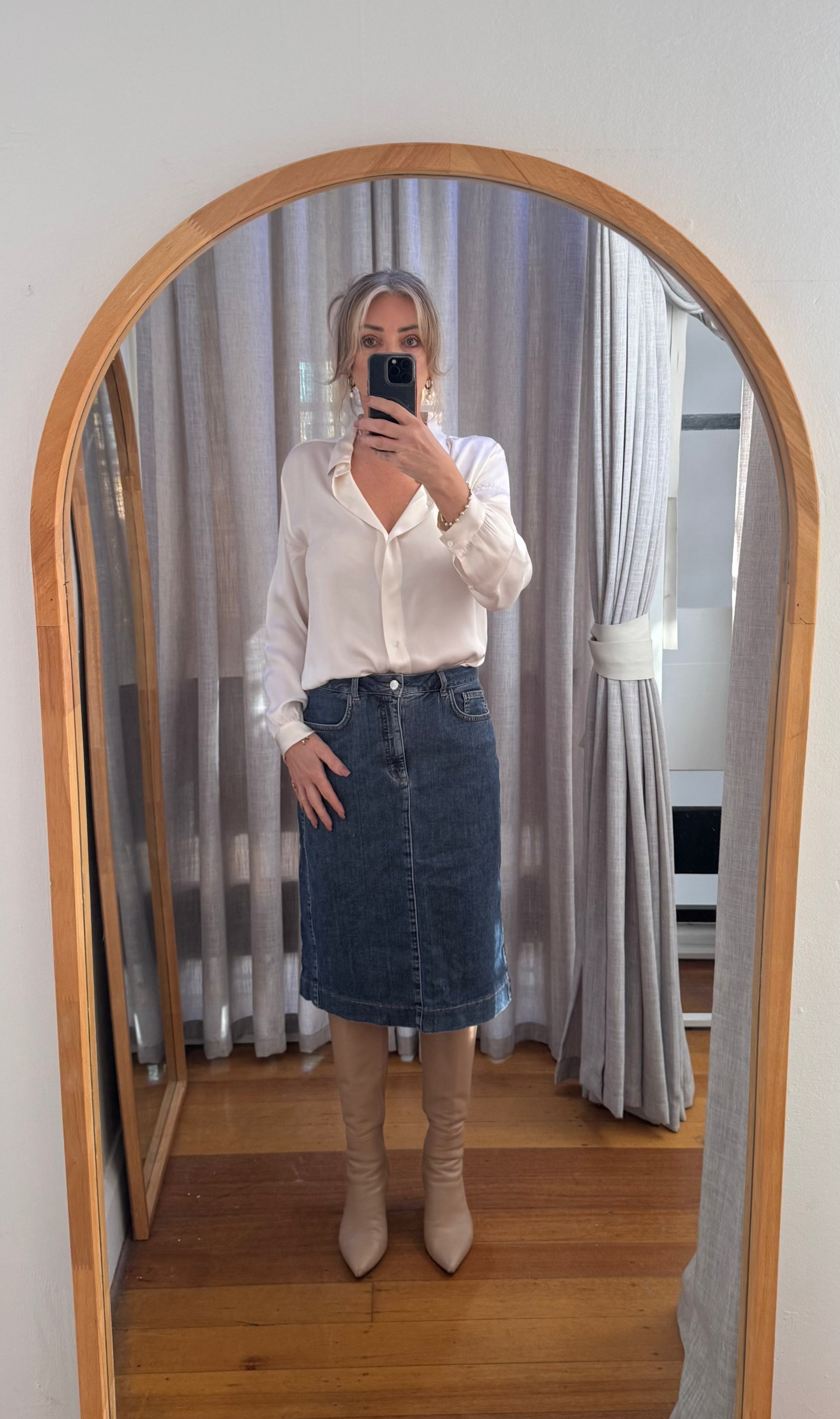 Scanlan Theodore Denim Stretch Pencil Skirt - Size 10