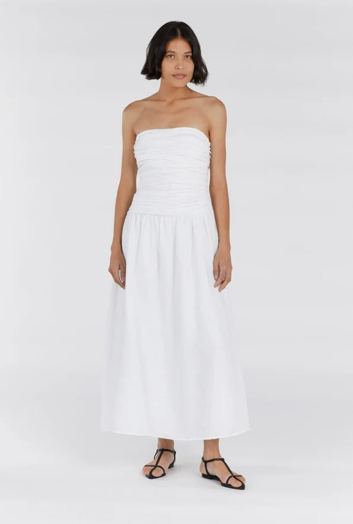 Dissh Catania White Linen Strapless Dress - Size 8