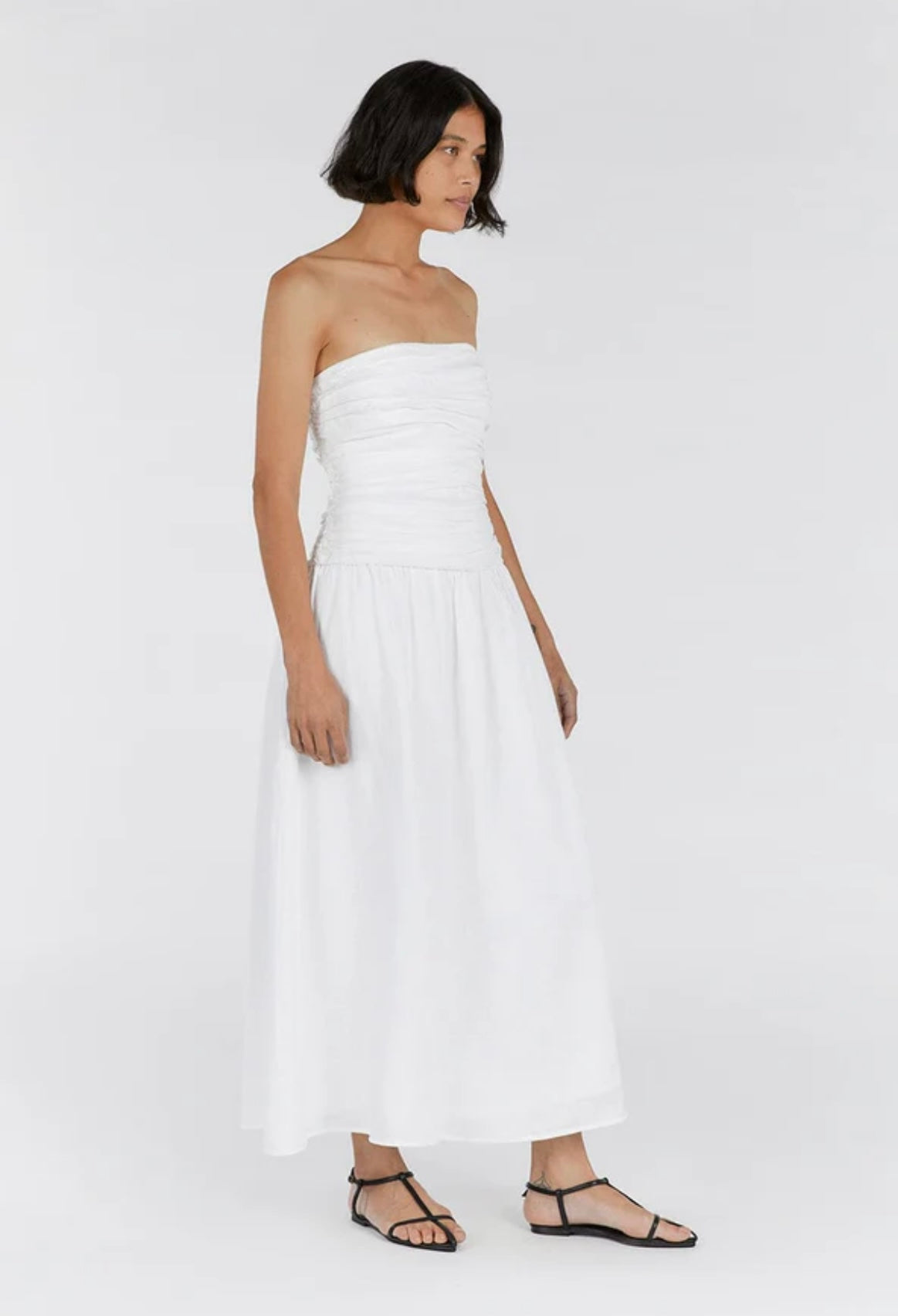 Dissh Catania White Linen Strapless Dress - Size 8