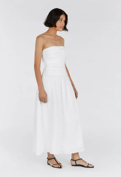 Dissh Catania White Linen Strapless Dress - Size 8