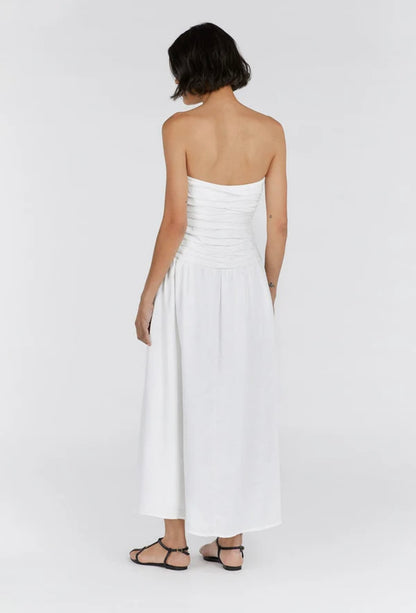 Dissh Catania White Linen Strapless Dress - Size 8