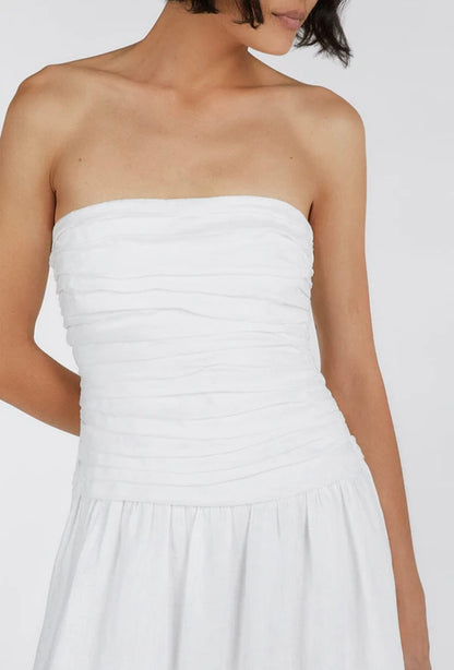 Dissh Catania White Linen Strapless Dress - Size 8