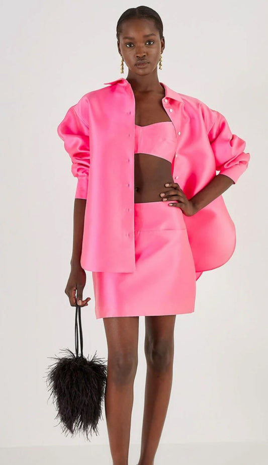 Oroton Sateen Pink Mini Skirt - Size 8