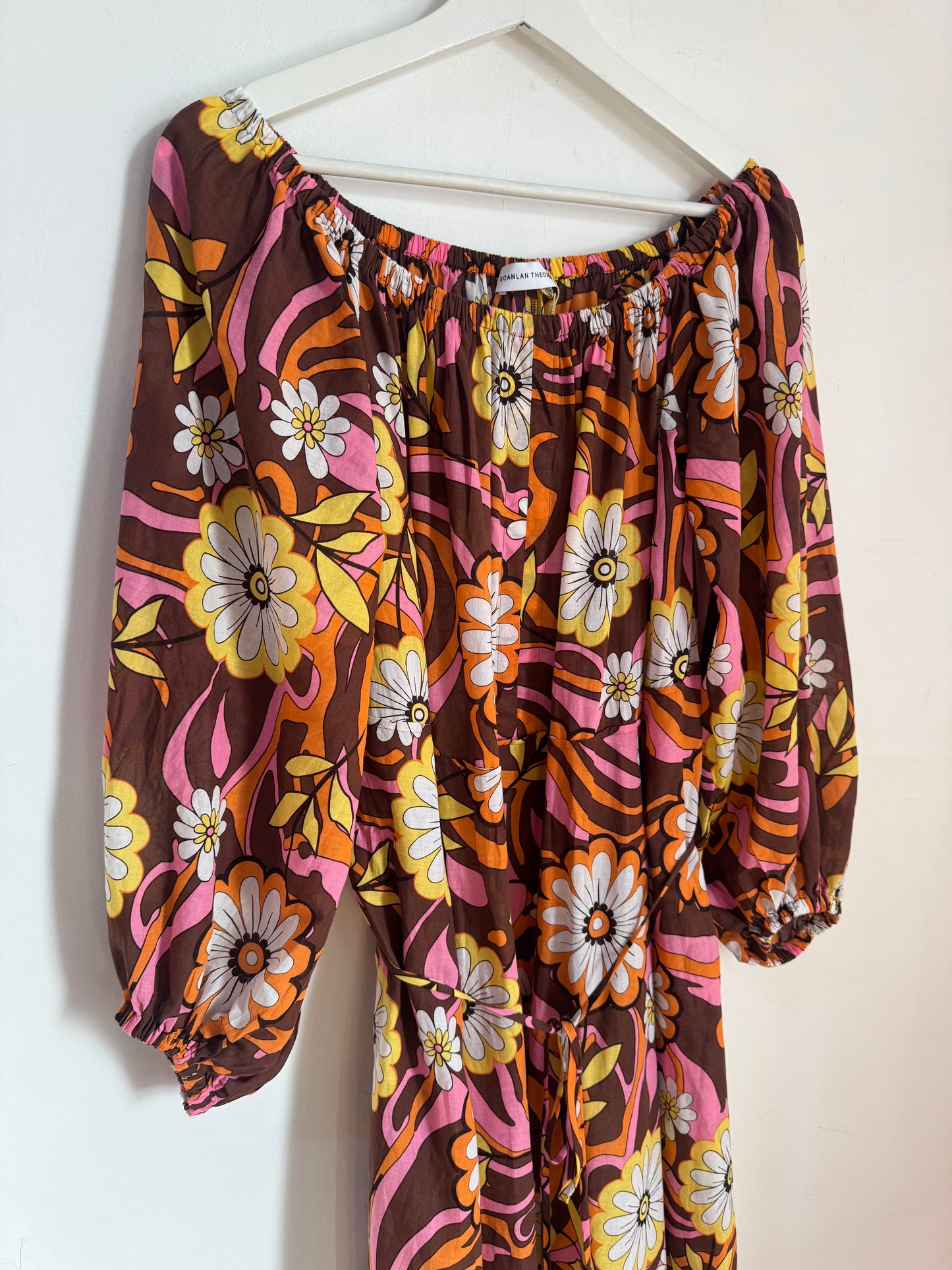 Scanlan Theodore Floral Midi Dress with Tie Belt - Size 8