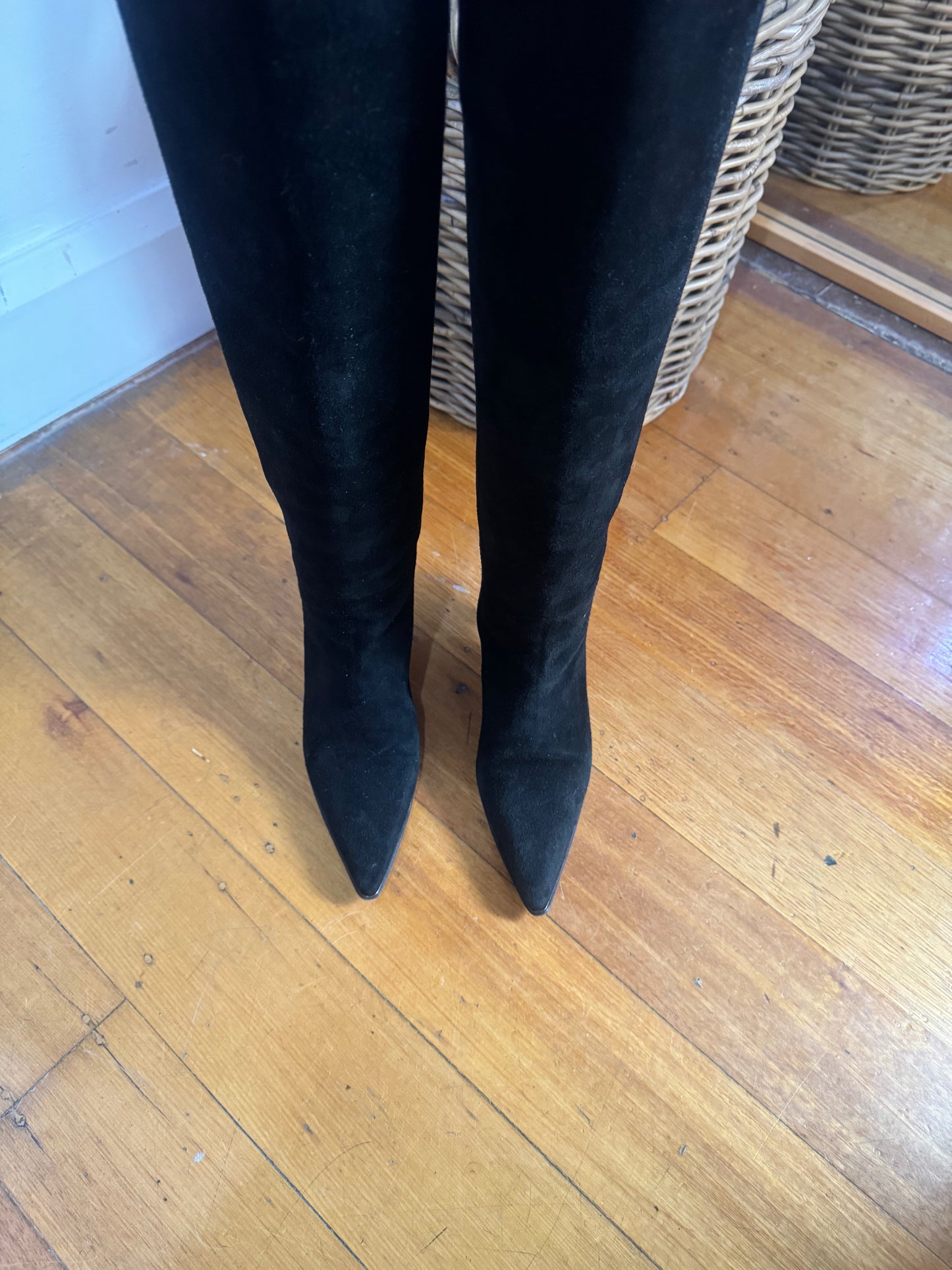 Gucci Black Suede Knee High Boots - Size 39C