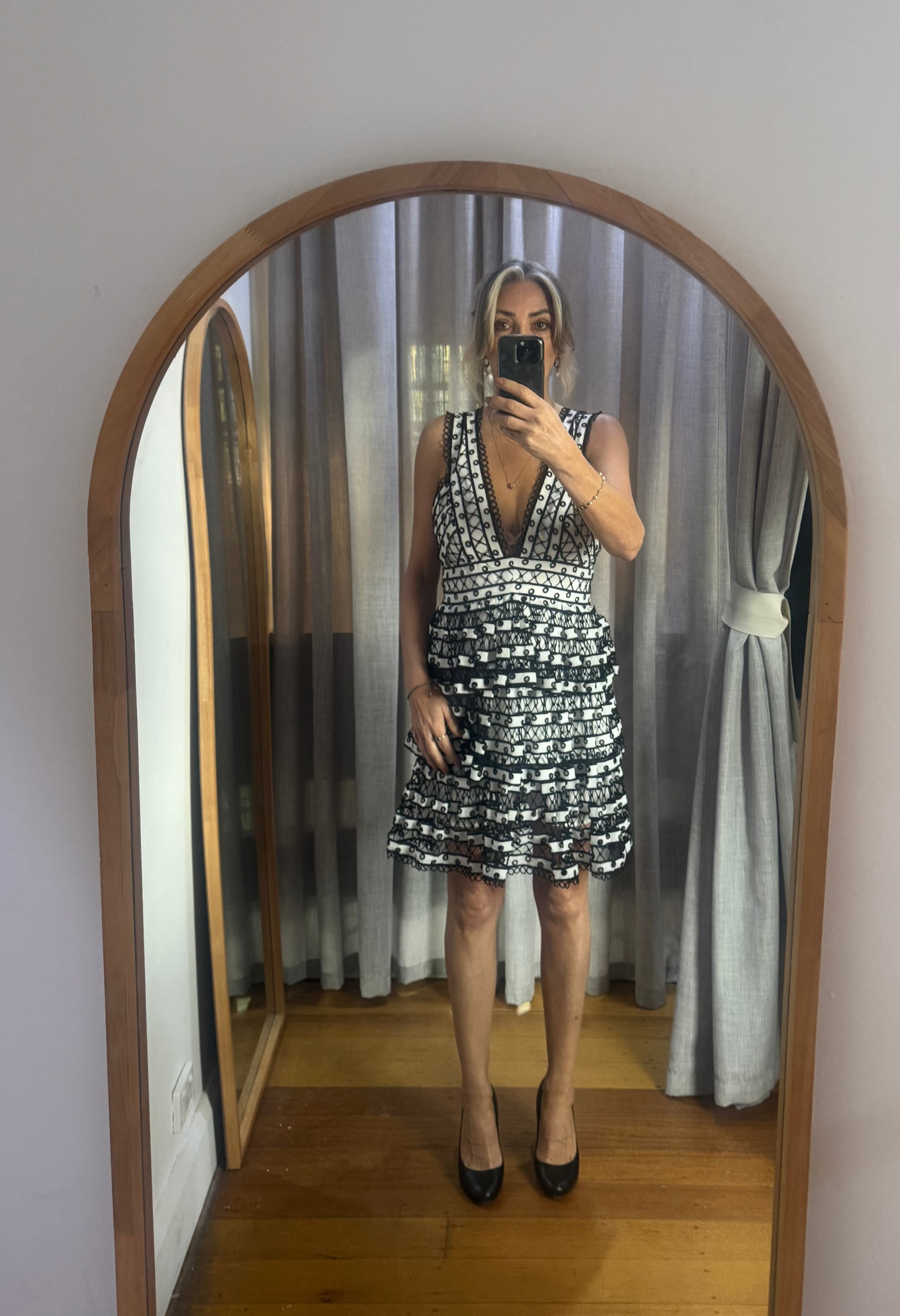 Thurley Black & White Embroided Dress - 12