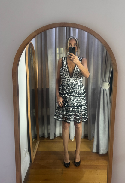 Thurley Black & White Embroided Dress - 12