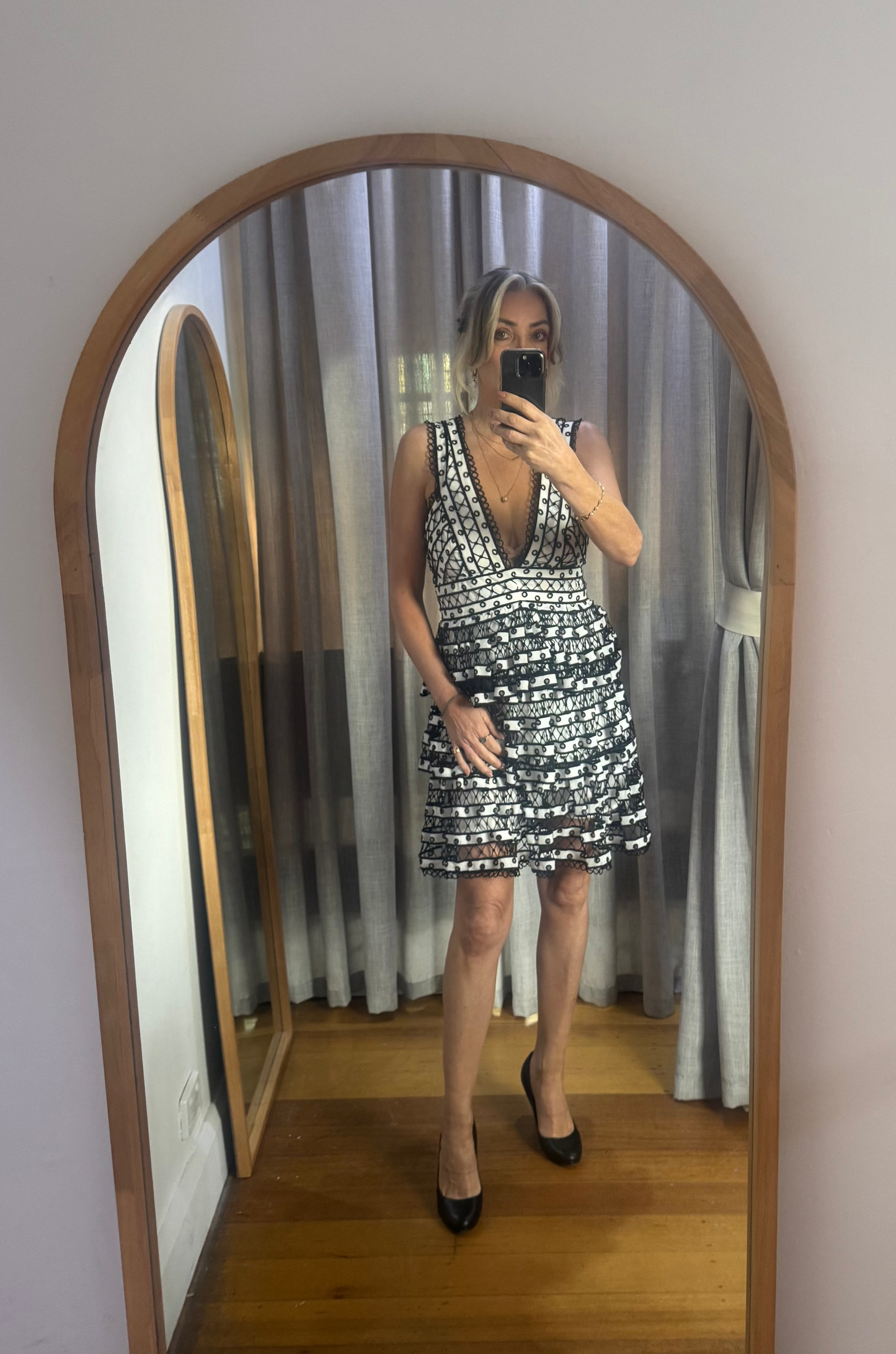 Thurley Black & White Embroided Dress - 12