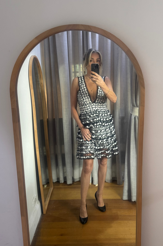 Thurley Black & White Embroided Dress - 12