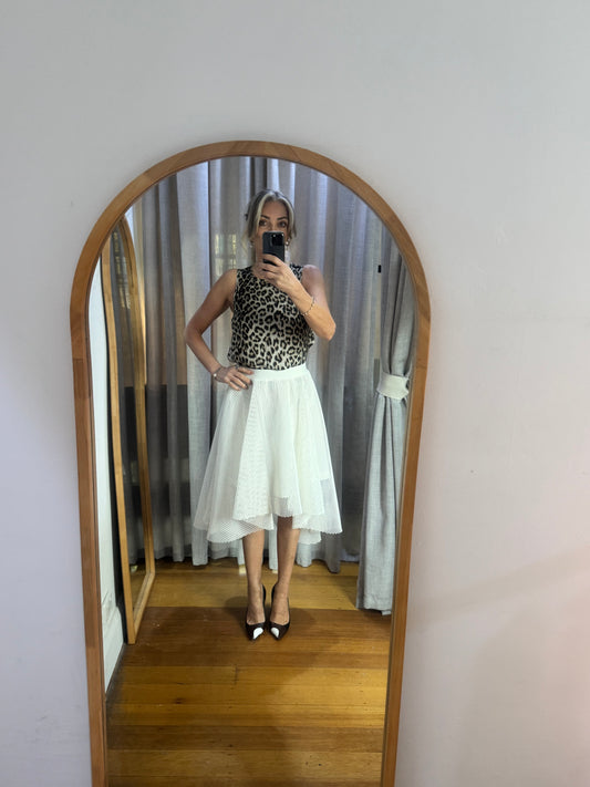 Thurley White Net Dipped Hem Skirt - 12