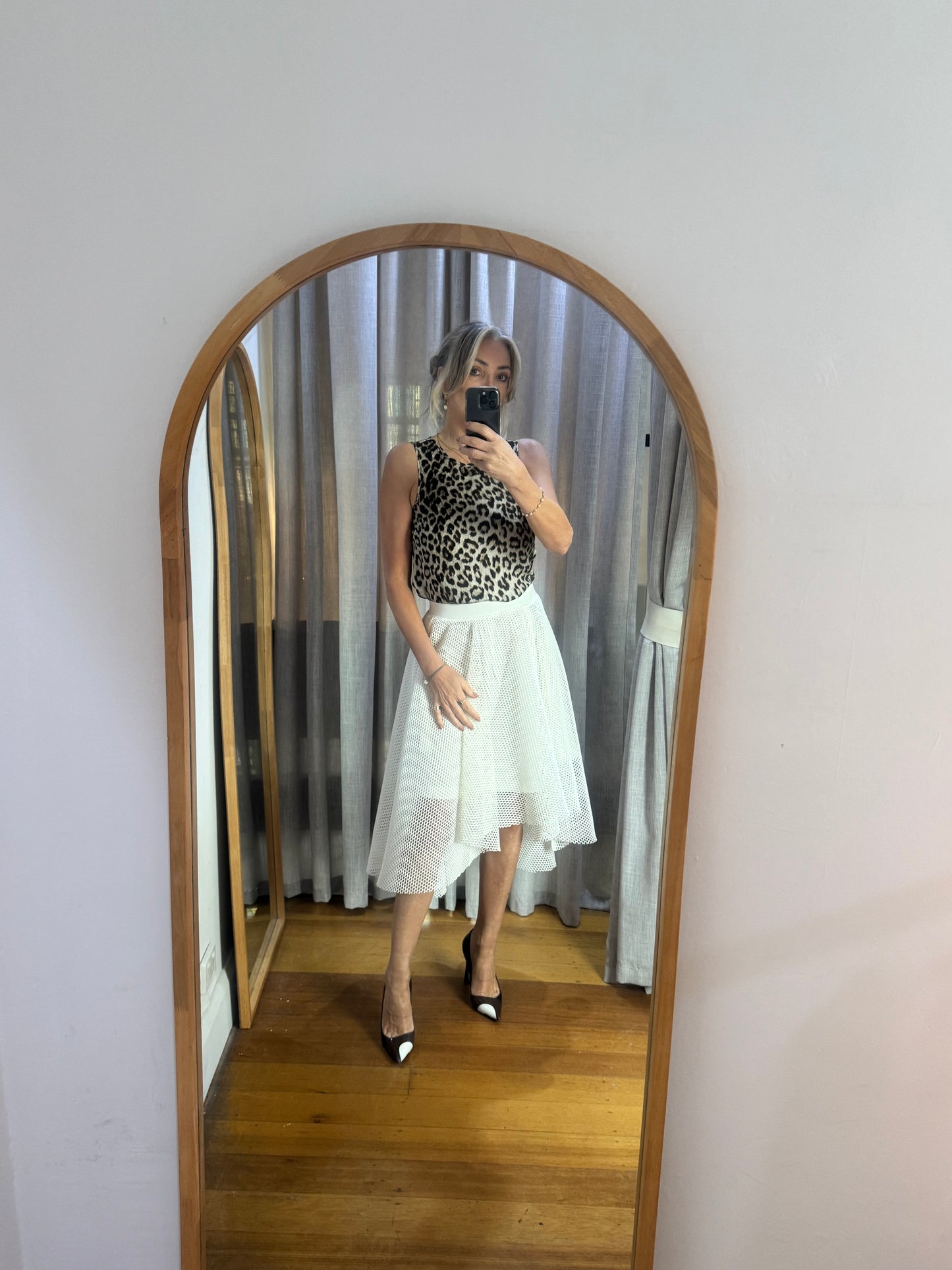 Thurley White Net Dipped Hem Skirt - 12