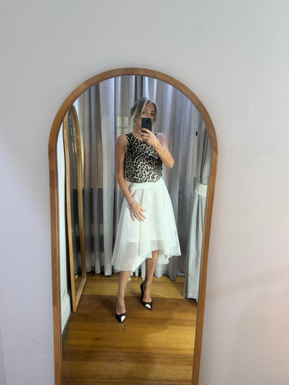 Thurley White Net Dipped Hem Skirt - 12