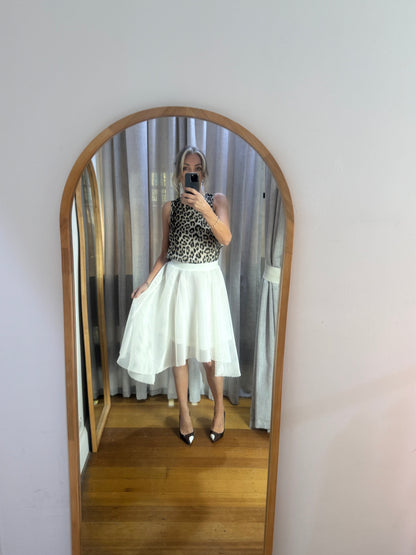 Thurley White Net Dipped Hem Skirt - 12