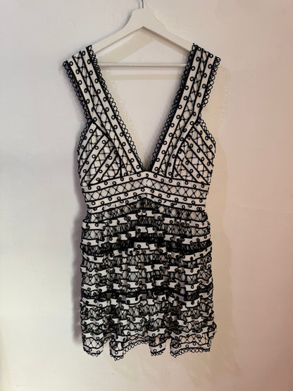 Thurley Black & White Embroided Dress - 12
