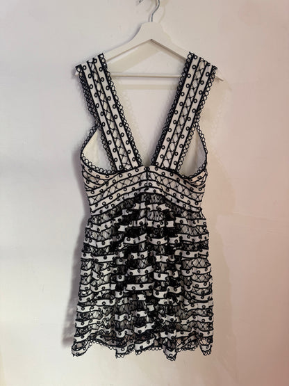 Thurley Black & White Embroided Dress - 12