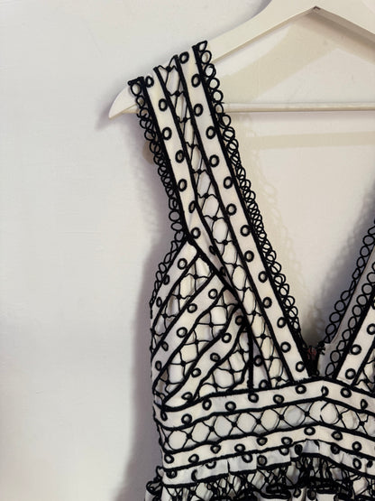 Thurley Black & White Embroided Dress - 12