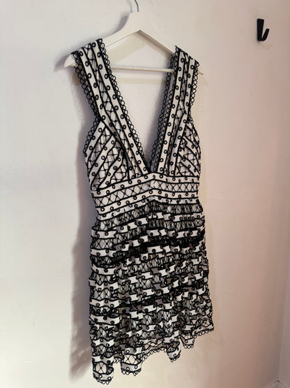 Thurley Black & White Embroided Dress - 12