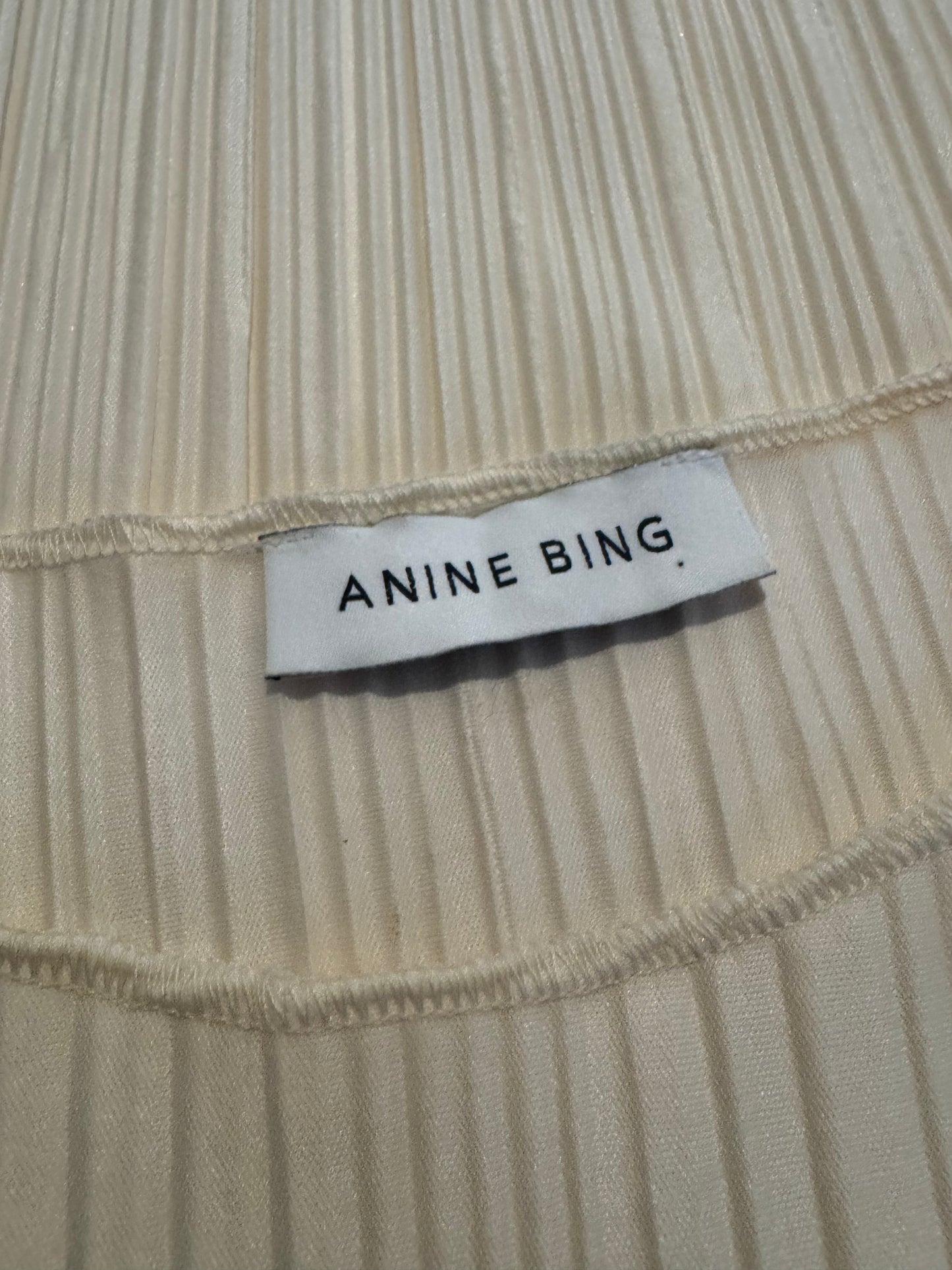Anine Bing Melanie Cream Ribbed Midi Dress - Size S
