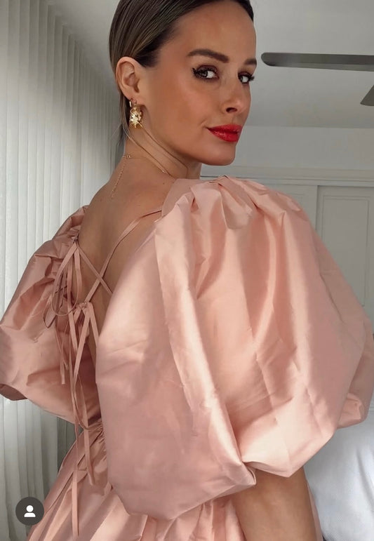 Rooh Collective Demi Puff Sleeve Backless Dress - Size S