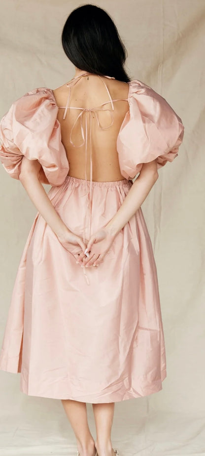 Rooh Collective Demi Puff Sleeve Backless Dress - Size S