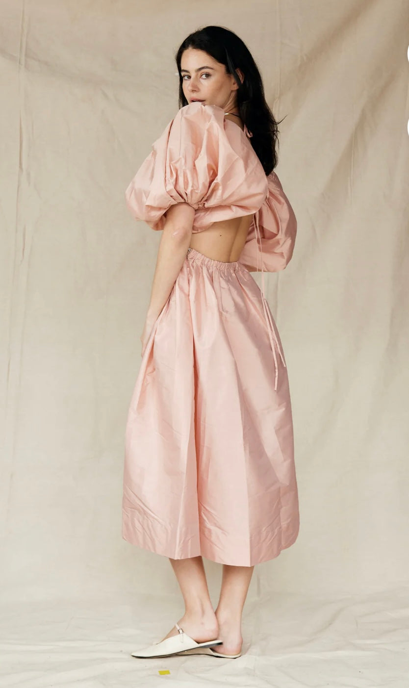 Rooh Collective Demi Puff Sleeve Backless Dress - Size S