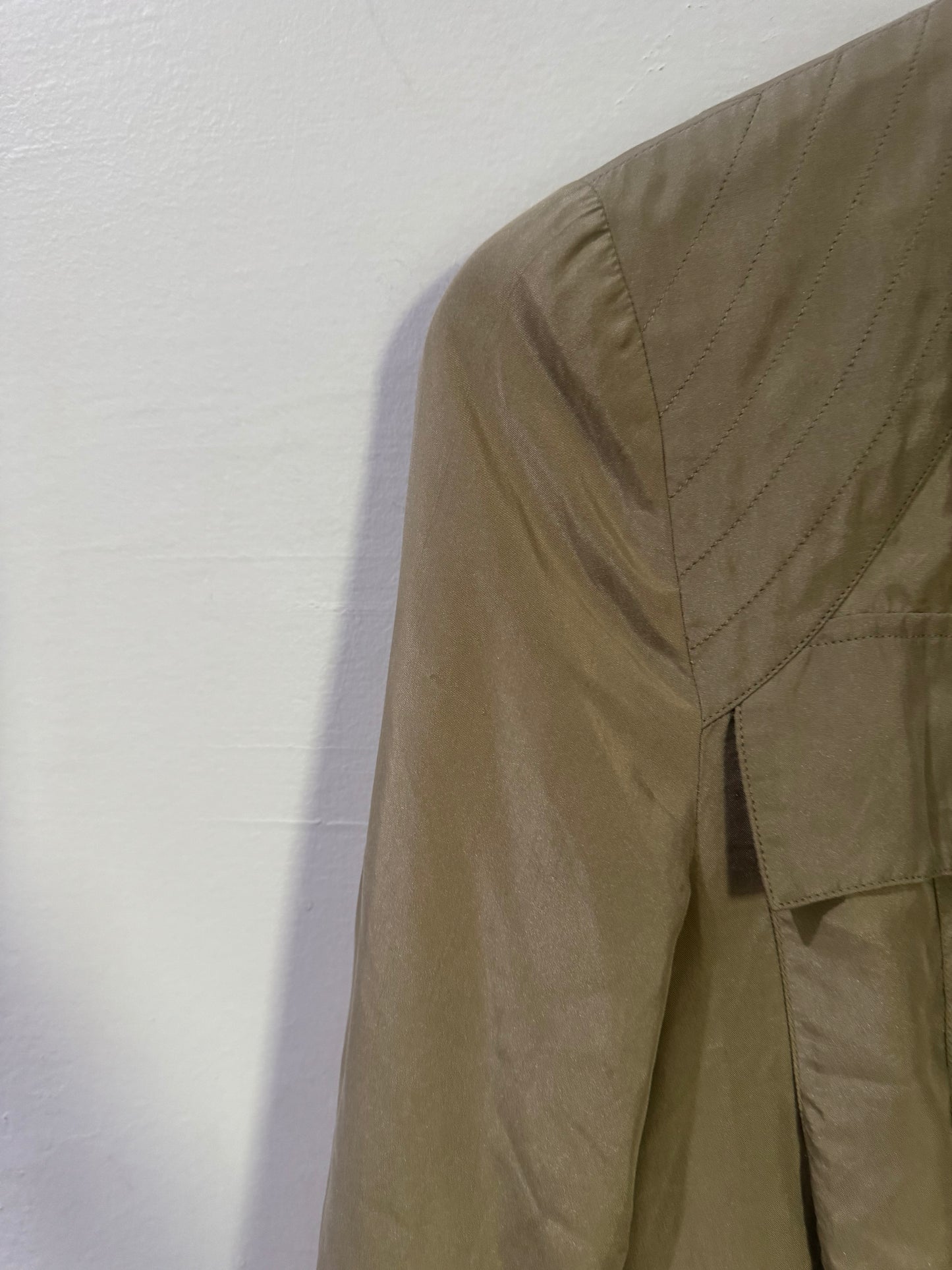 Scanlan Theodore Beige Silk Cropped Bomber Jacket - Size 10