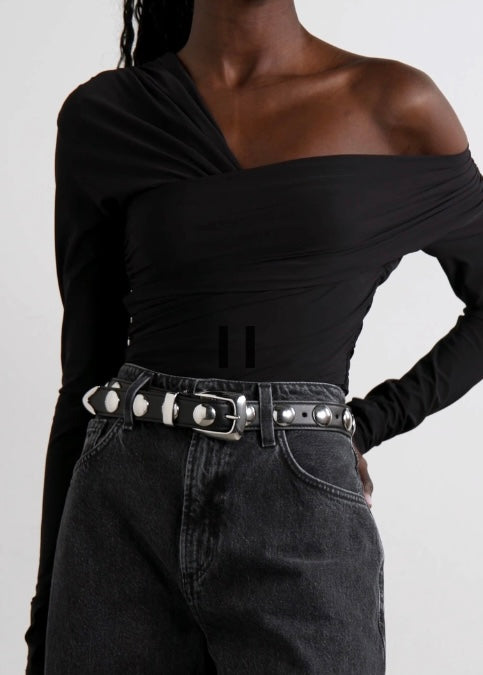 Goldsign Fonteyn One Shoulder Black Body Suit - Size M