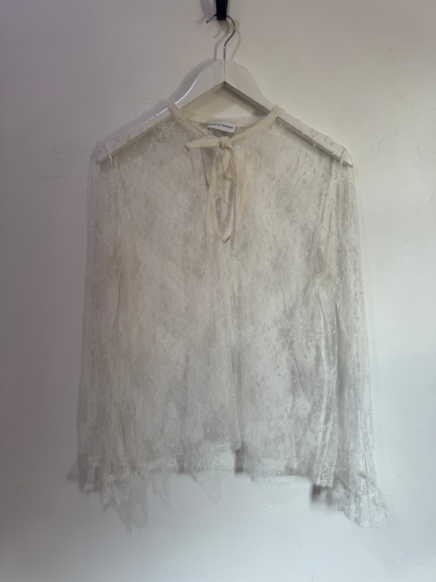 Scanlan Theodore White Lace Top - Size S