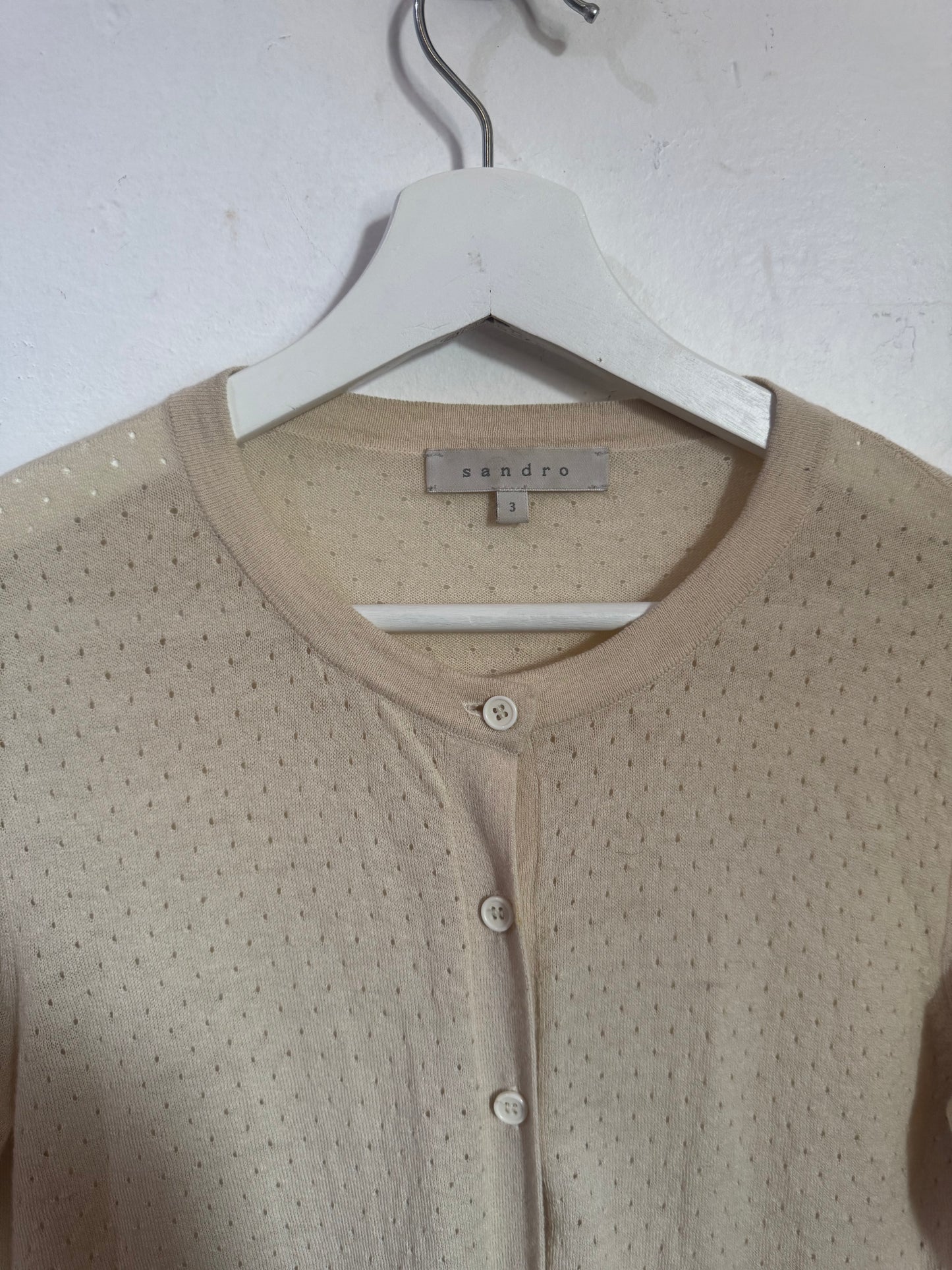 Sandro Ecru Wool & Cashmere Cardigan - Size S