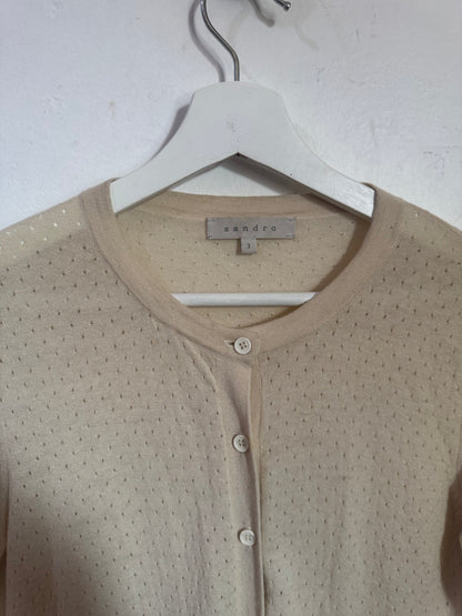 Sandro Ecru Wool & Cashmere Cardigan - Size S
