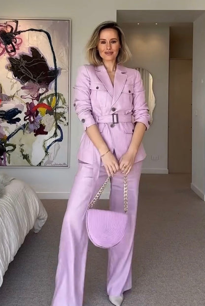 Sportscraft Lena Linen Jacket & Pants Set - Size 8