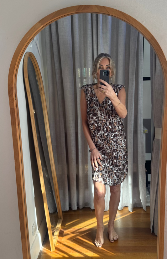 Scanlan Theodore Silk Print Shift Dress - Size 8