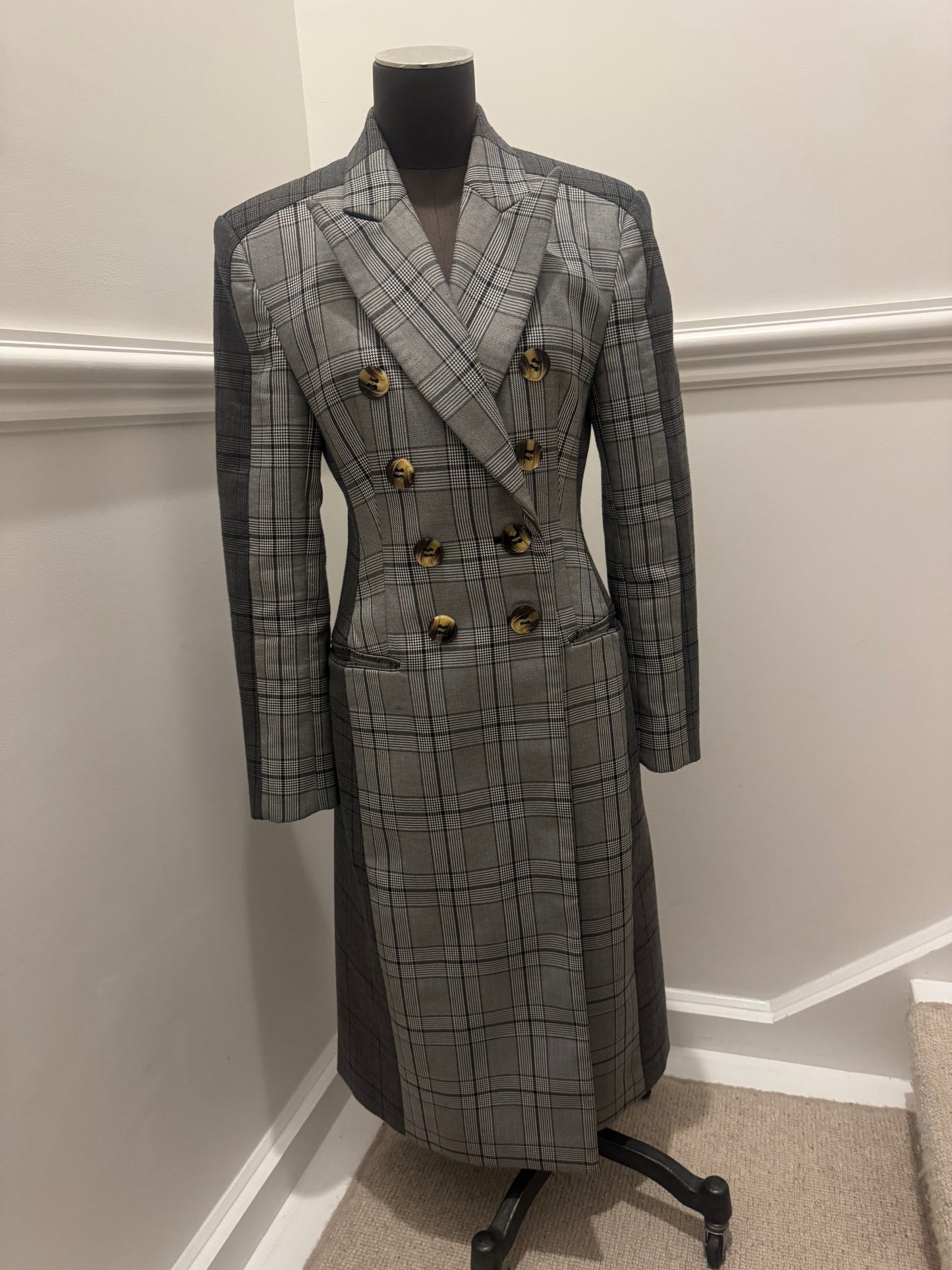 Acler Grey Check Coat - Size  M (Like New)