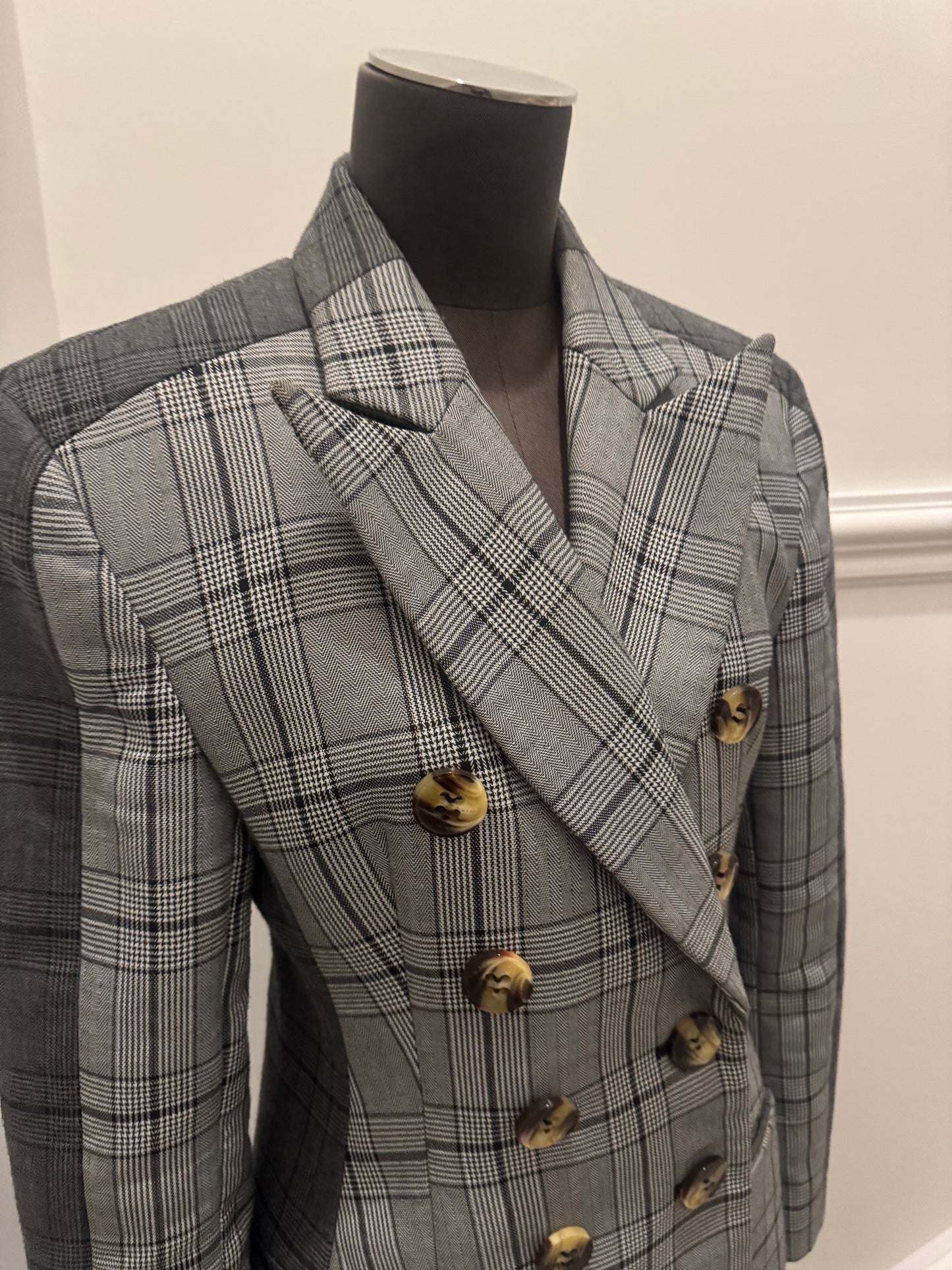 Acler Grey Check Coat - Size  M (Like New)