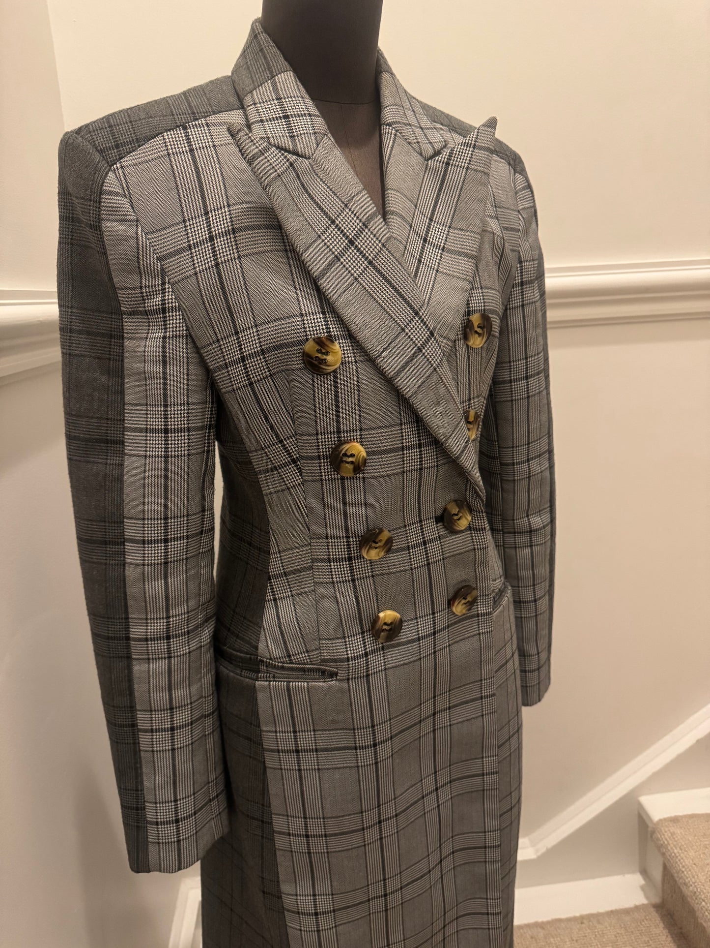 Acler Grey Check Coat - Size  M (Like New)