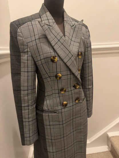 Acler Grey Check Coat - Size  M (Like New)