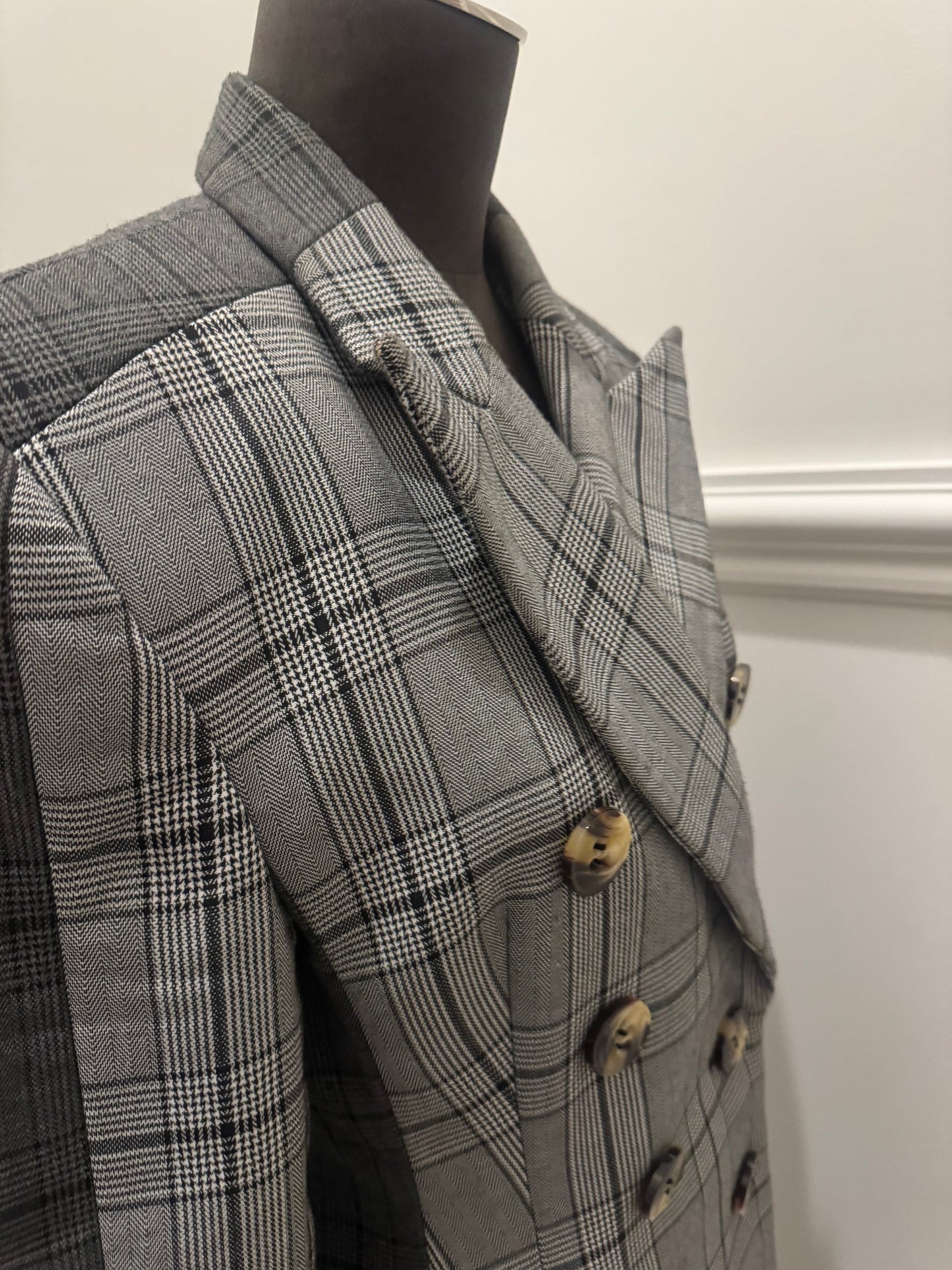 Acler Grey Check Coat - Size  M (Like New)