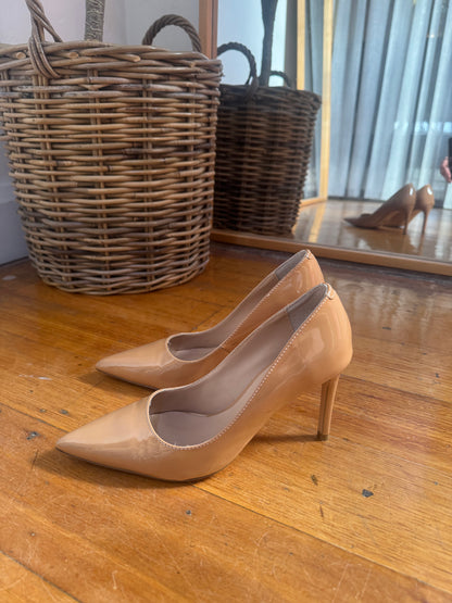 Tony Bianco Beige Patent Leather Heels - Size 7