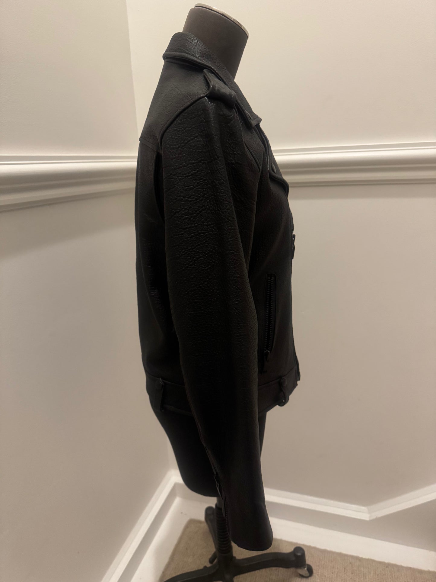 Ena Pelly Minimalist Leather Biker Jacket - Size L