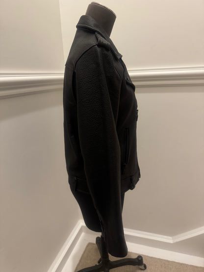 Ena Pelly Minimalist Leather Biker Jacket - Size L
