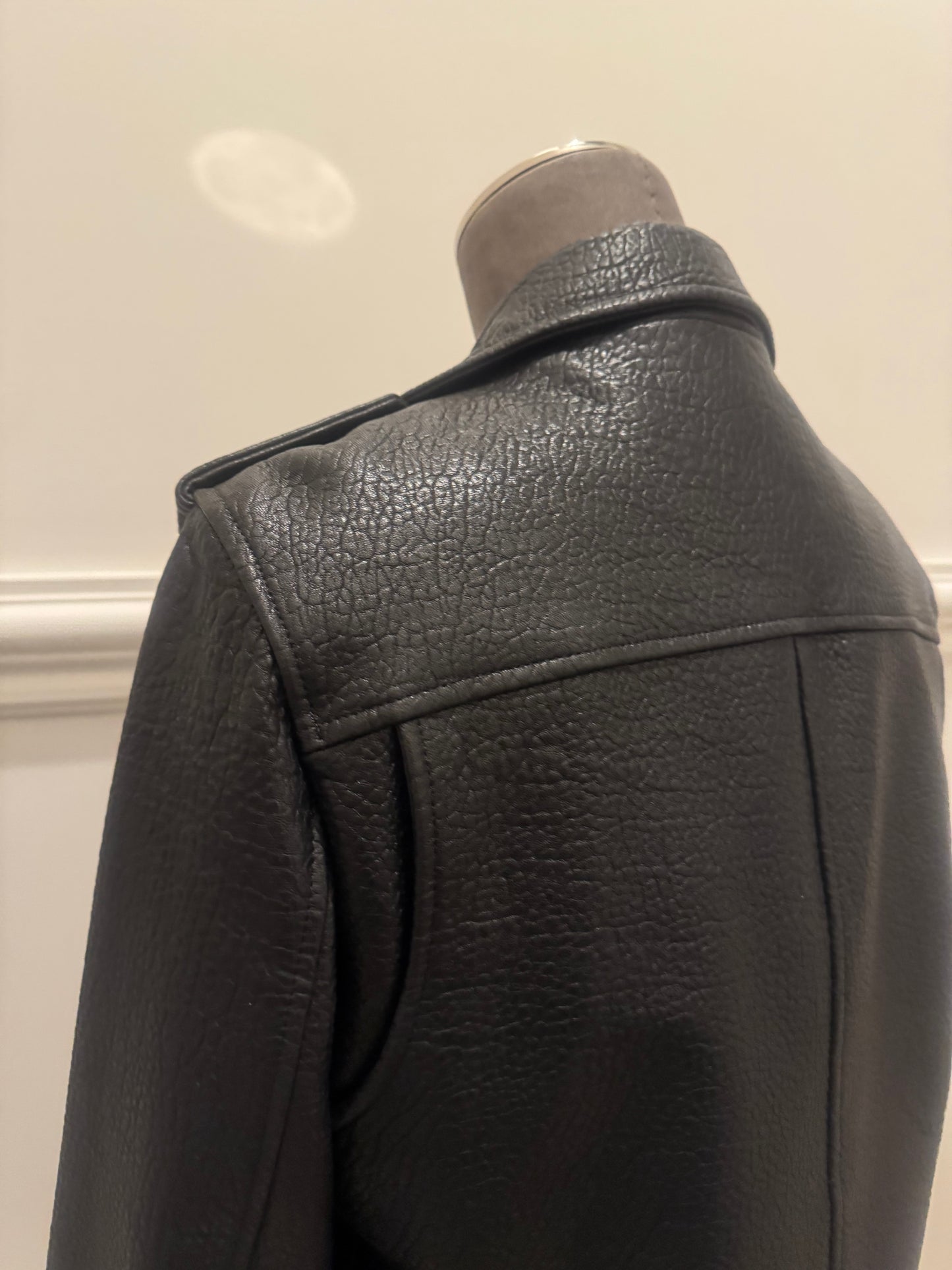 Ena Pelly Minimalist Leather Biker Jacket - Size L