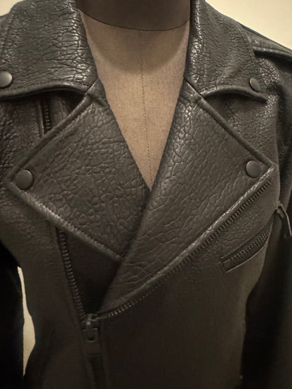 Ena Pelly Minimalist Leather Biker Jacket - Size L